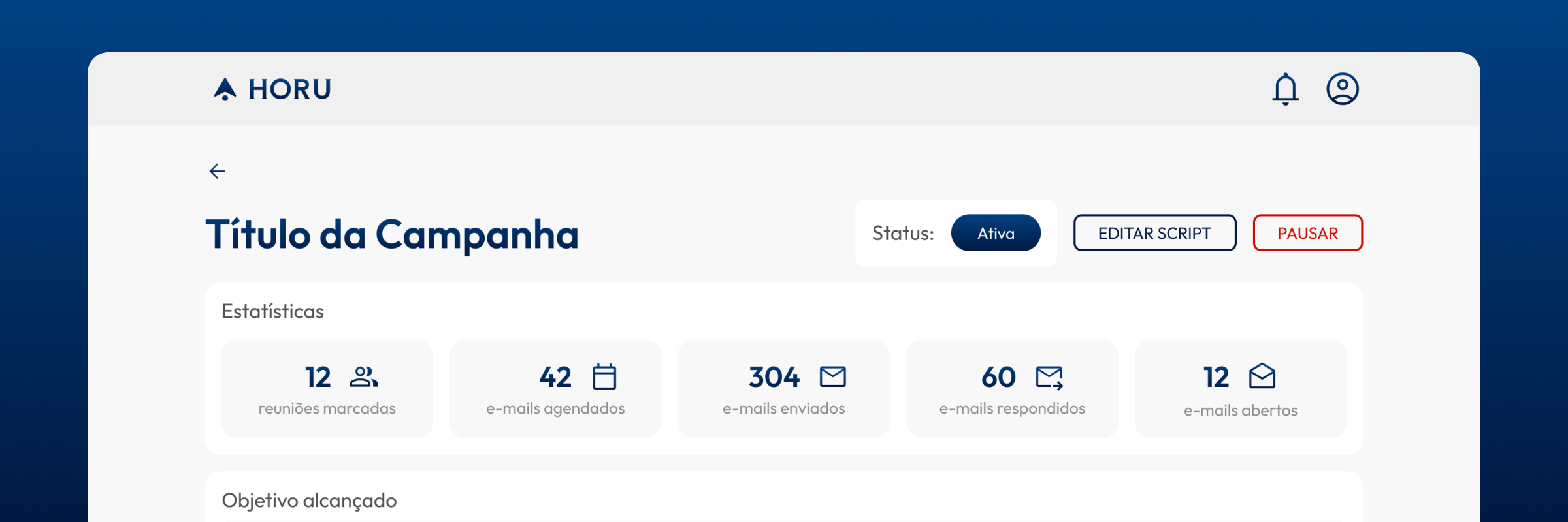 Tela de campanha de e-mail da versão anterior