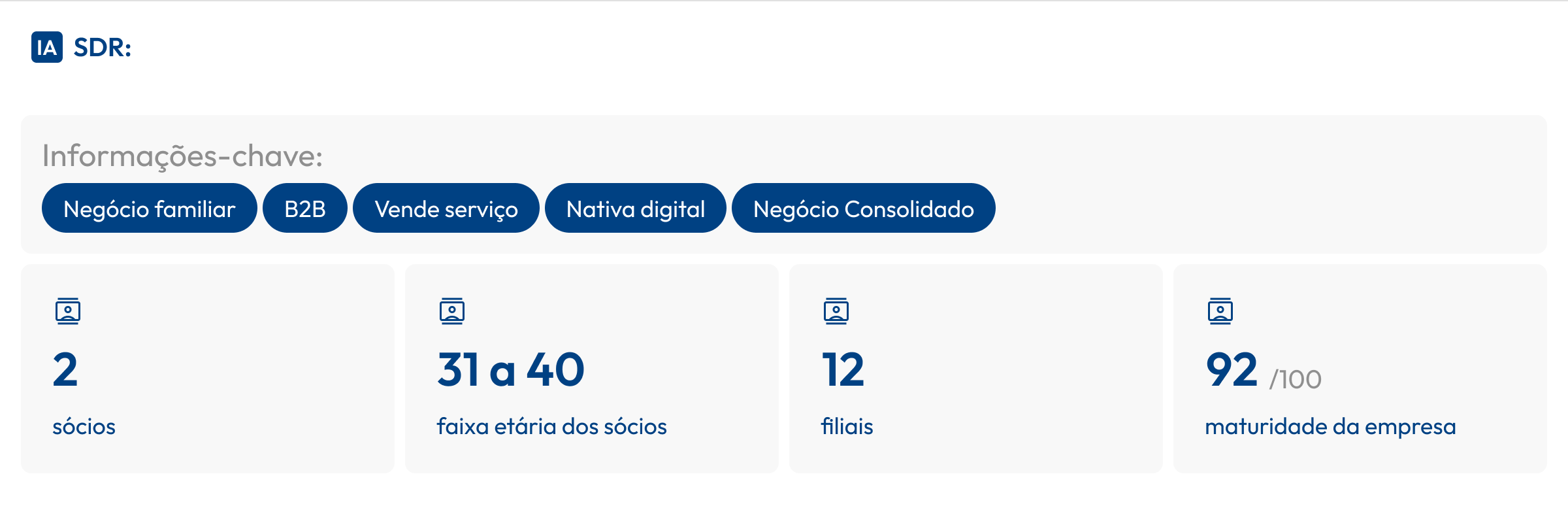 Resumo comercial gerado pelo IA SDR